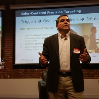 Dave Orrechio of Bristol Strategies presenting on the CMB at the Boston HubSpot User Group meetup in February 2016