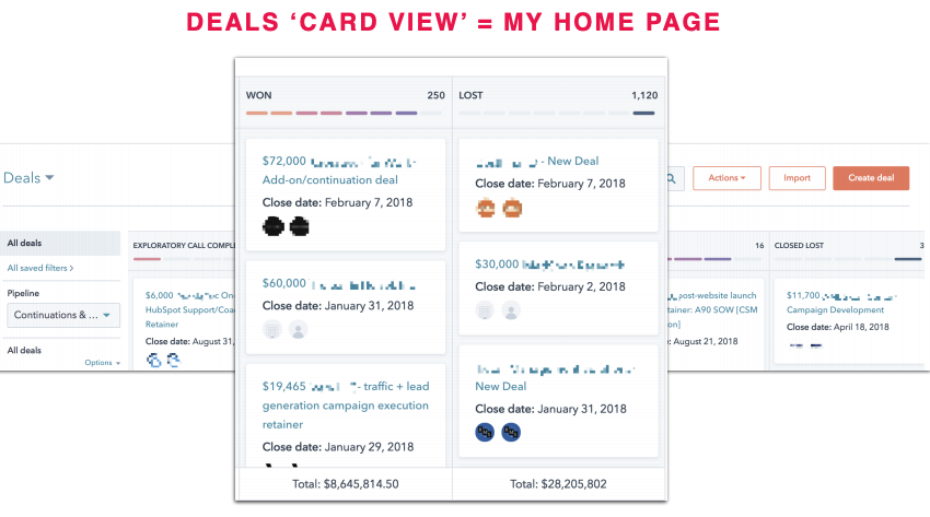 Deal Cards View in HubSPot CRM became Nicks New Homepage